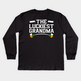 The Luckiest Grandma Tees for the Feast of Saint Patrick-Lá Fhéile Pádraig Kids Long Sleeve T-Shirt